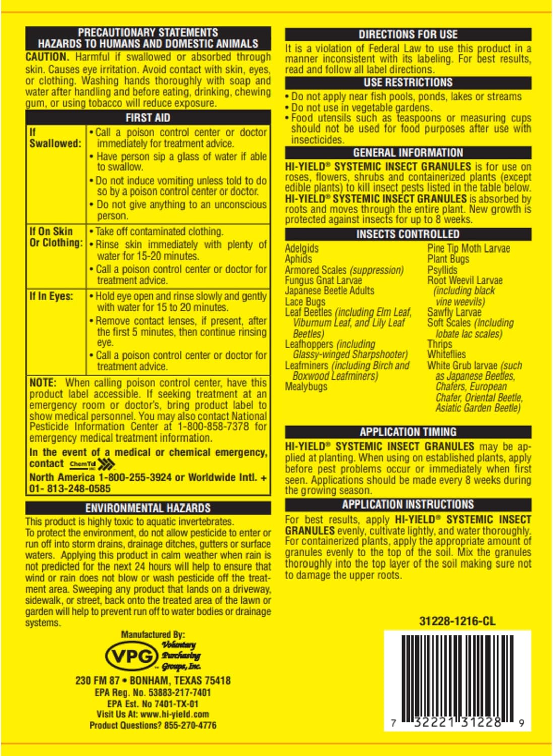 Hi-Yield (31228) Systemic Insect Granules (1 lbs.)